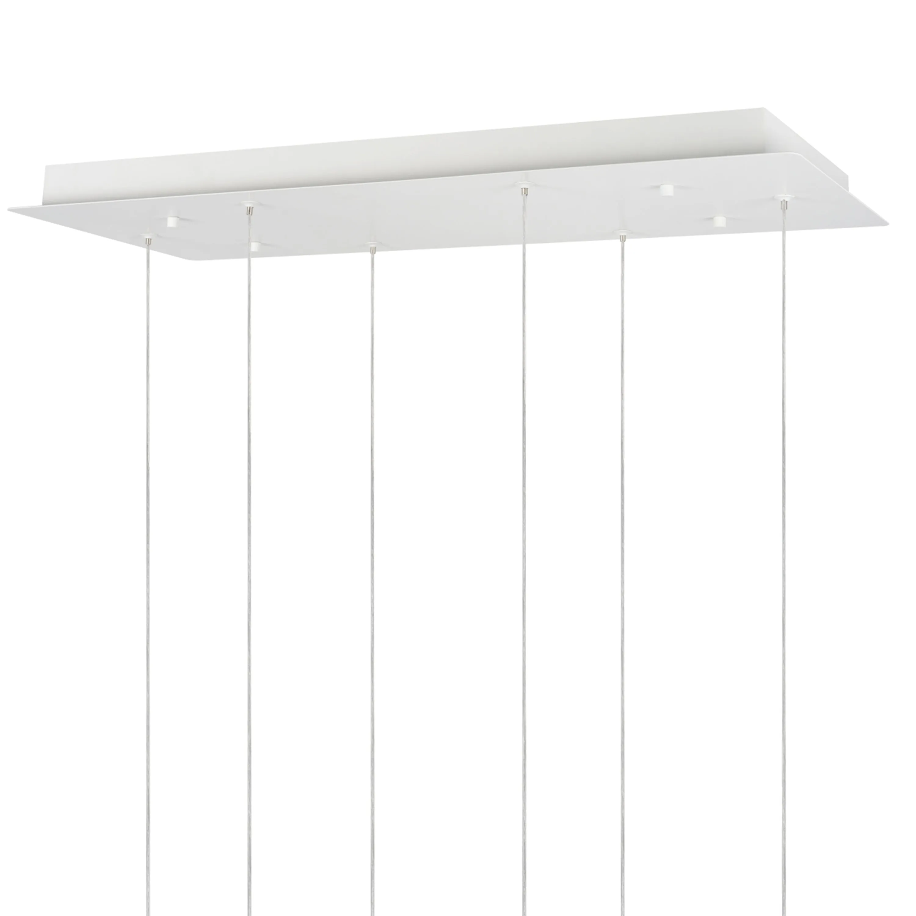 # 61064-2 Adjustable LED Six-Light Hanging Pendant Ceiling Light, Contemporary Design in White Finish, Glass Shade, 10 1/4" Wide