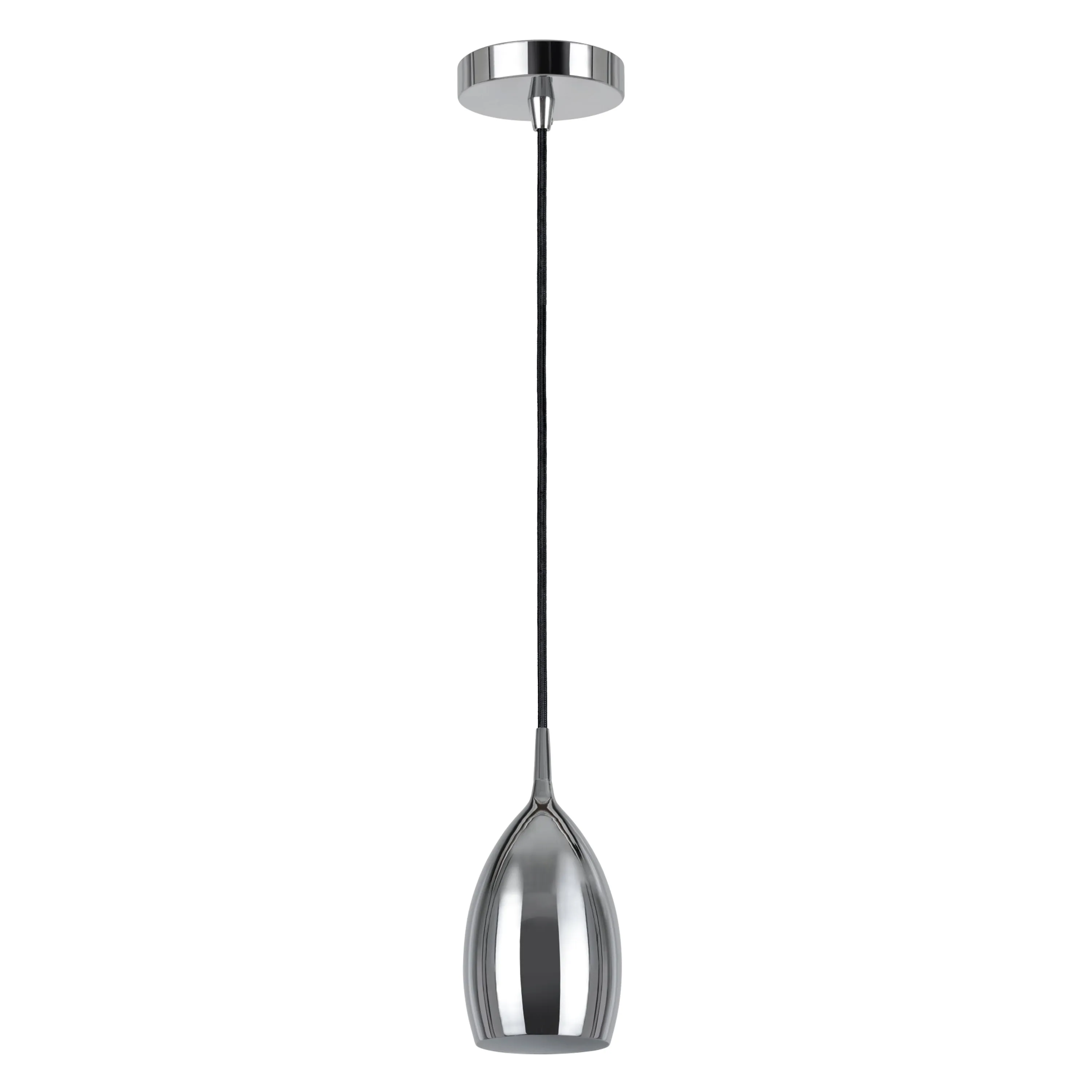 # 61077-1 Adjustable One-Light Hanging Mini Pendant Ceiling Light, Transitional Design in Chrome Finish, Metal Shade, 4 1/4" W