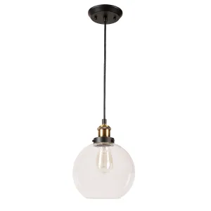 # 61142-11 Adjustable 1 Light Indoor Pendant Light, Clear Glass / Antique Bronze w/ Warm Brass Finish, 8" W x 11-1/8" H, 1 Pack
