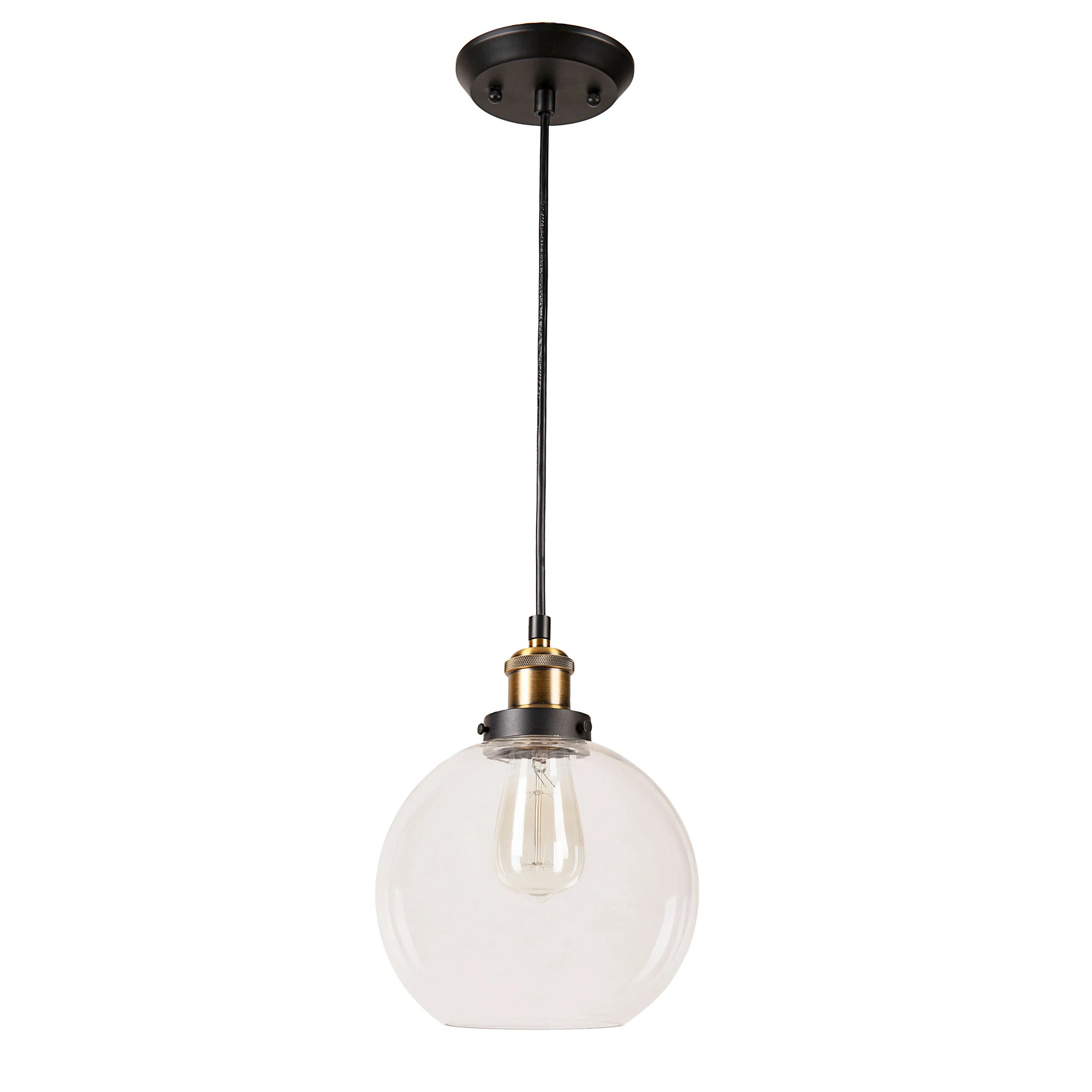 # 61142-11 Adjustable 1 Light Indoor Pendant Light, Clear Glass / Antique Bronze w/ Warm Brass Finish, 8" W x 11-1/8" H, 1 Pack