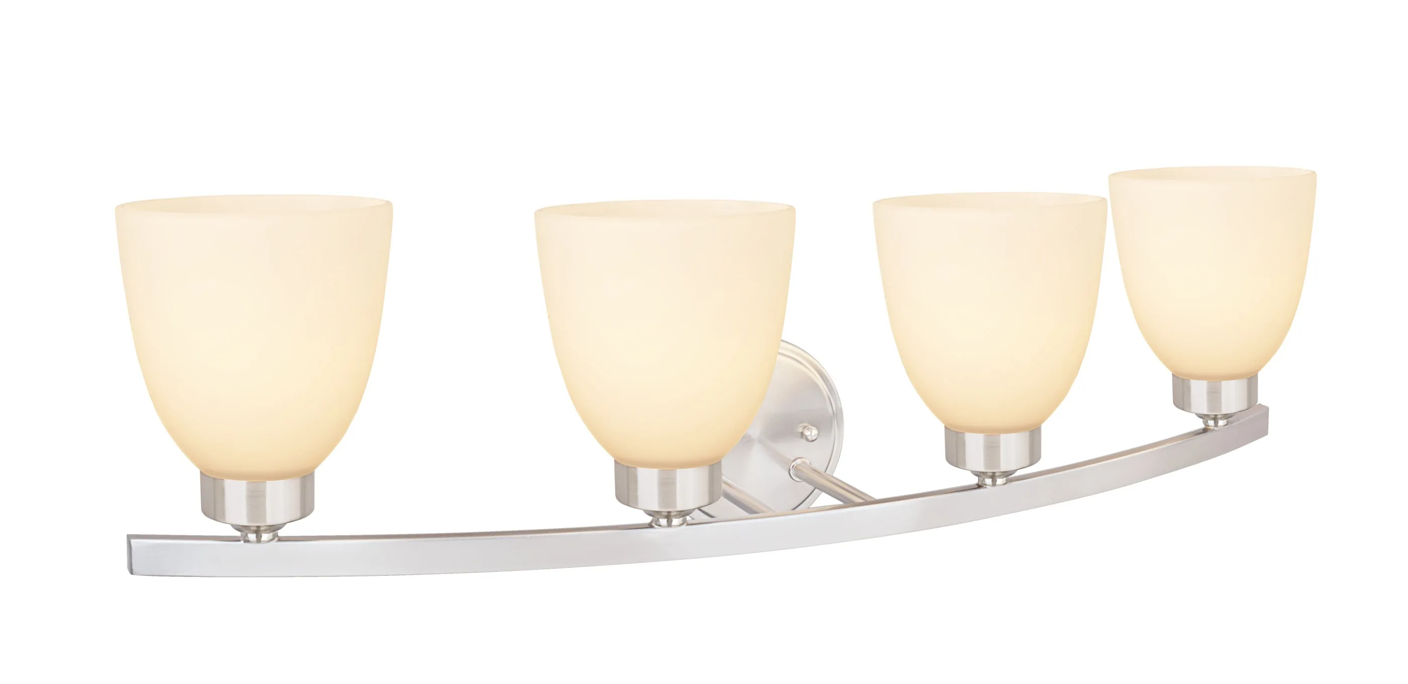 # 62205-1 Four-Light Metal Bathroom Vanity Wall Light Fixture, 28-3/4" Wide, Transitional Design in Satin Nickel