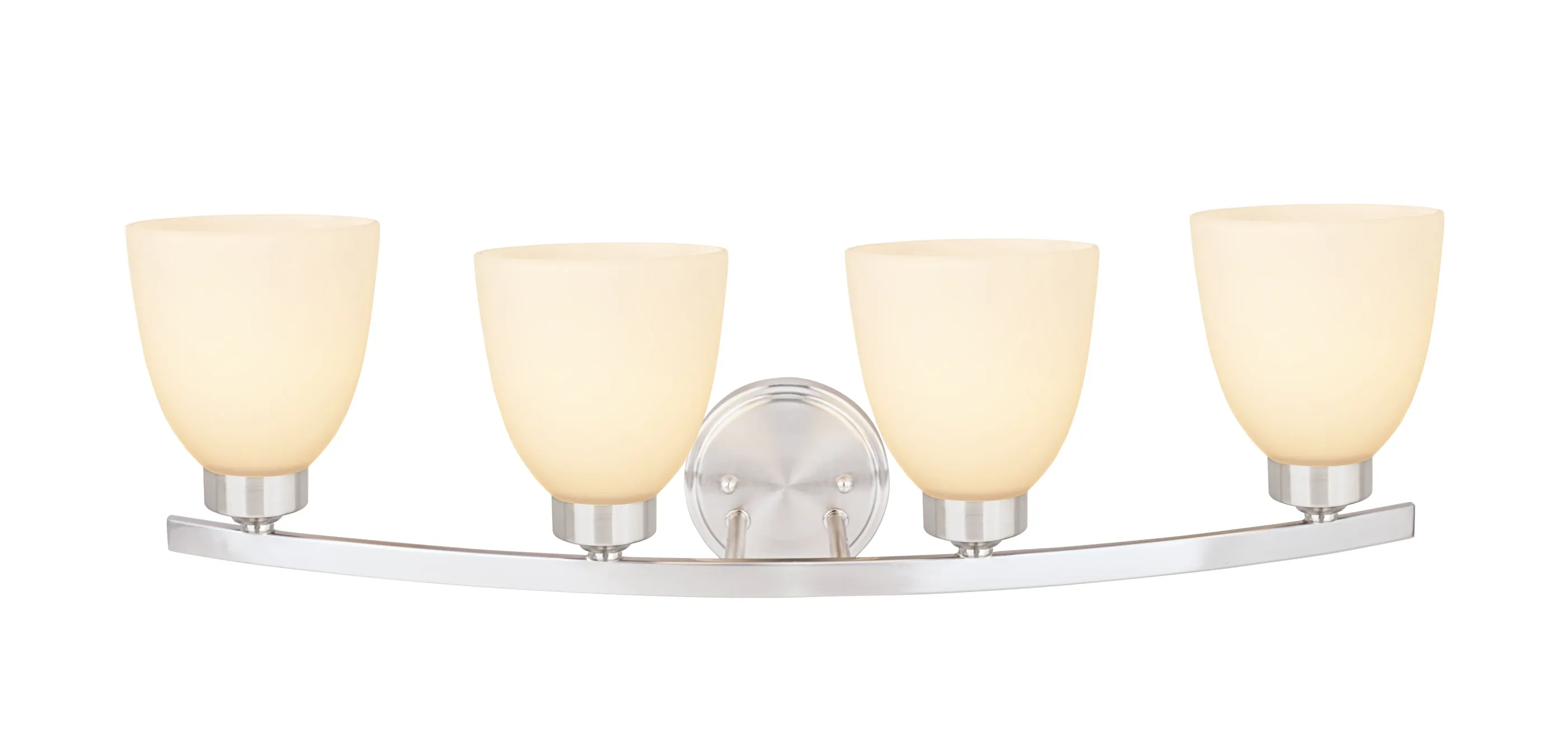 # 62205-1 Four-Light Metal Bathroom Vanity Wall Light Fixture, 28-3/4" Wide, Transitional Design in Satin Nickel