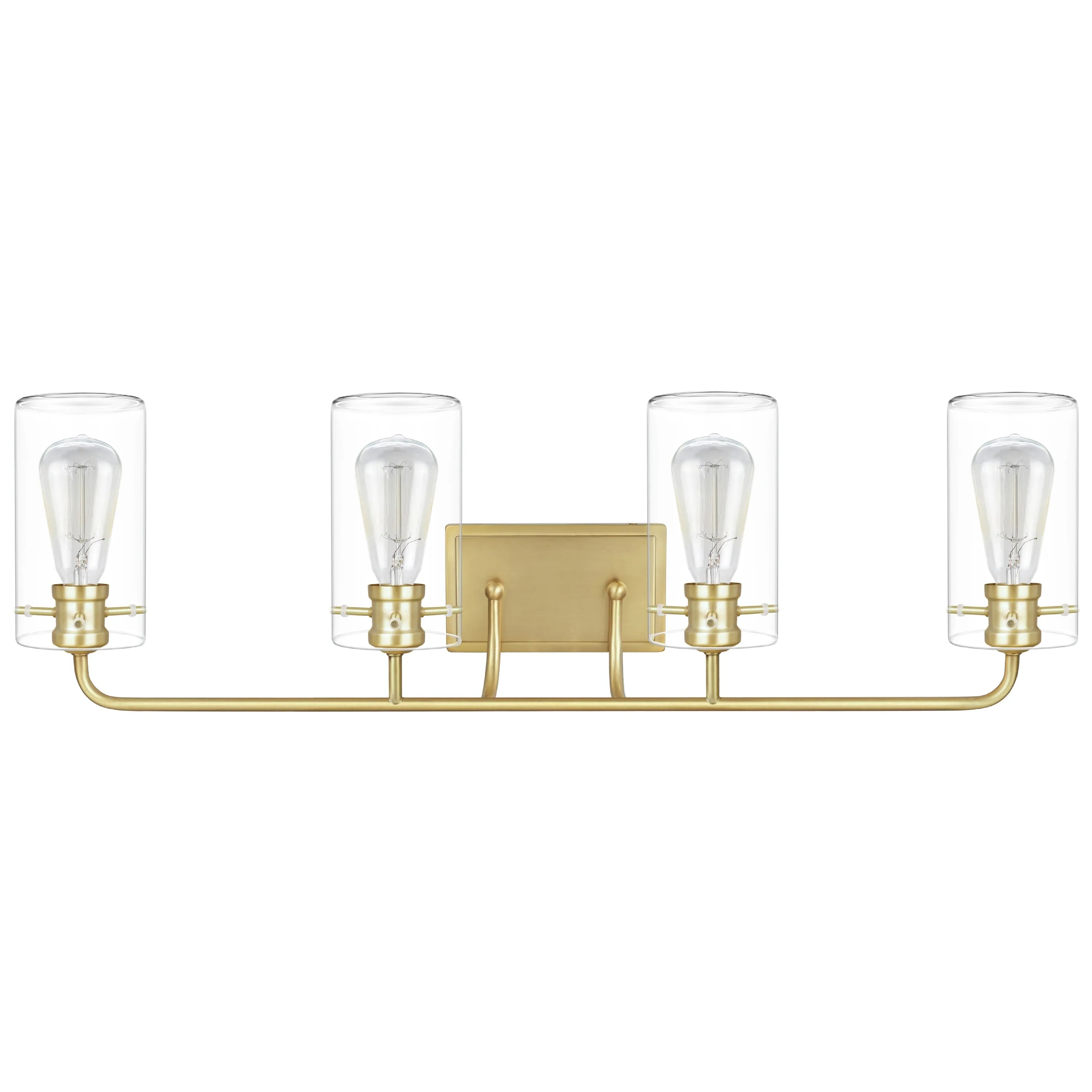 # 62237-2 Four-Light Metal Bathroom Vanity Wall Light Fixture, 33-5/8" Wide, Transitional Design in Antique Brass