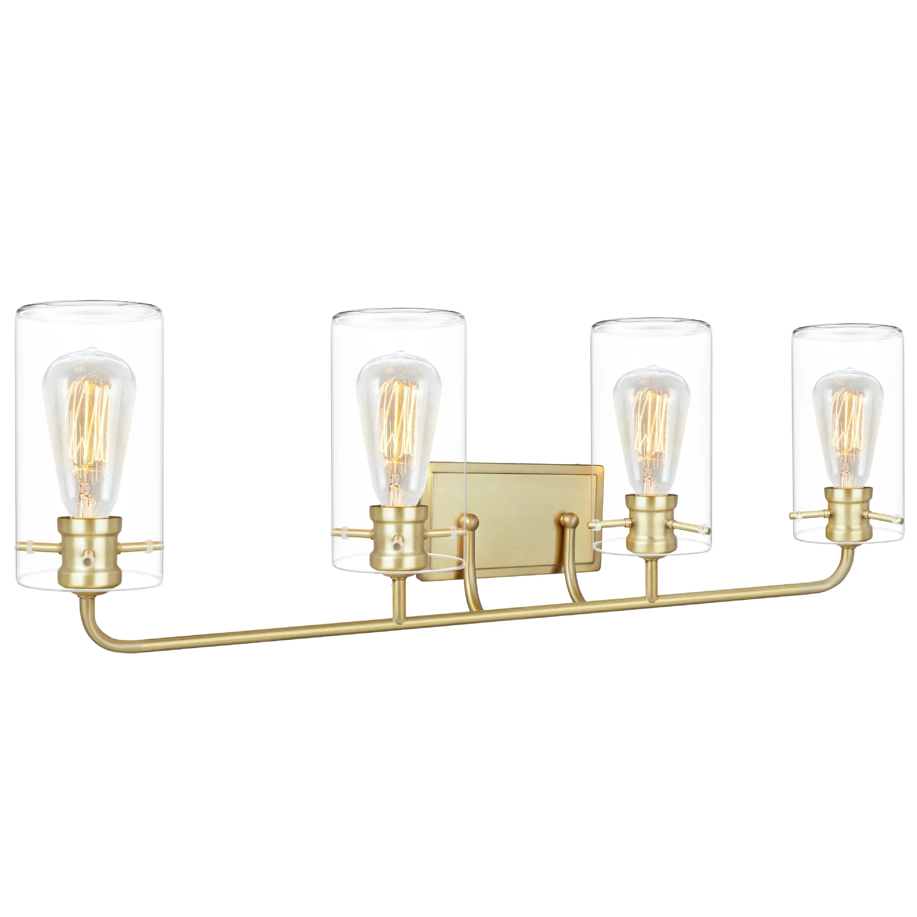 # 62237-2 Four-Light Metal Bathroom Vanity Wall Light Fixture, 33-5/8" Wide, Transitional Design in Antique Brass