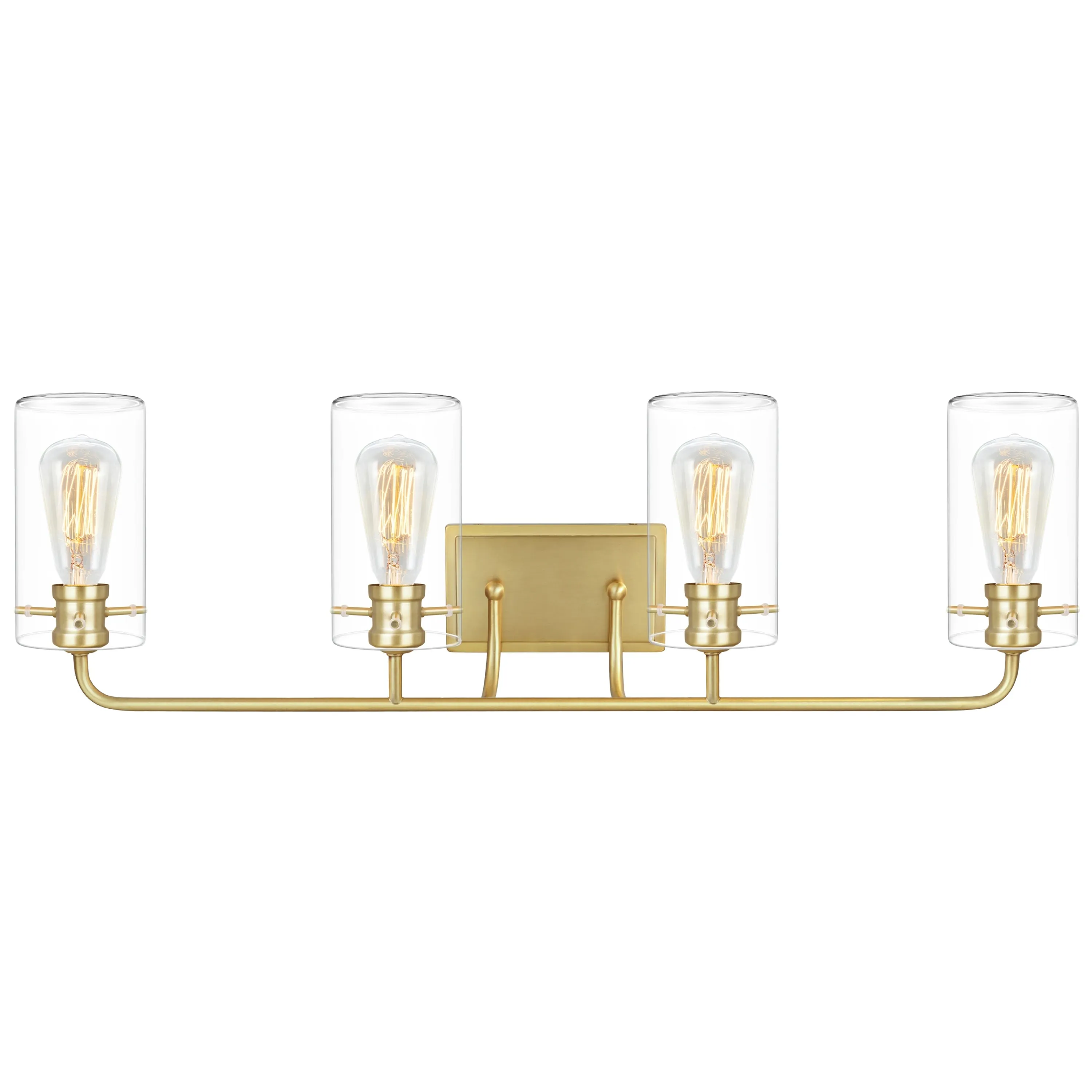 # 62237-2 Four-Light Metal Bathroom Vanity Wall Light Fixture, 33-5/8" Wide, Transitional Design in Antique Brass