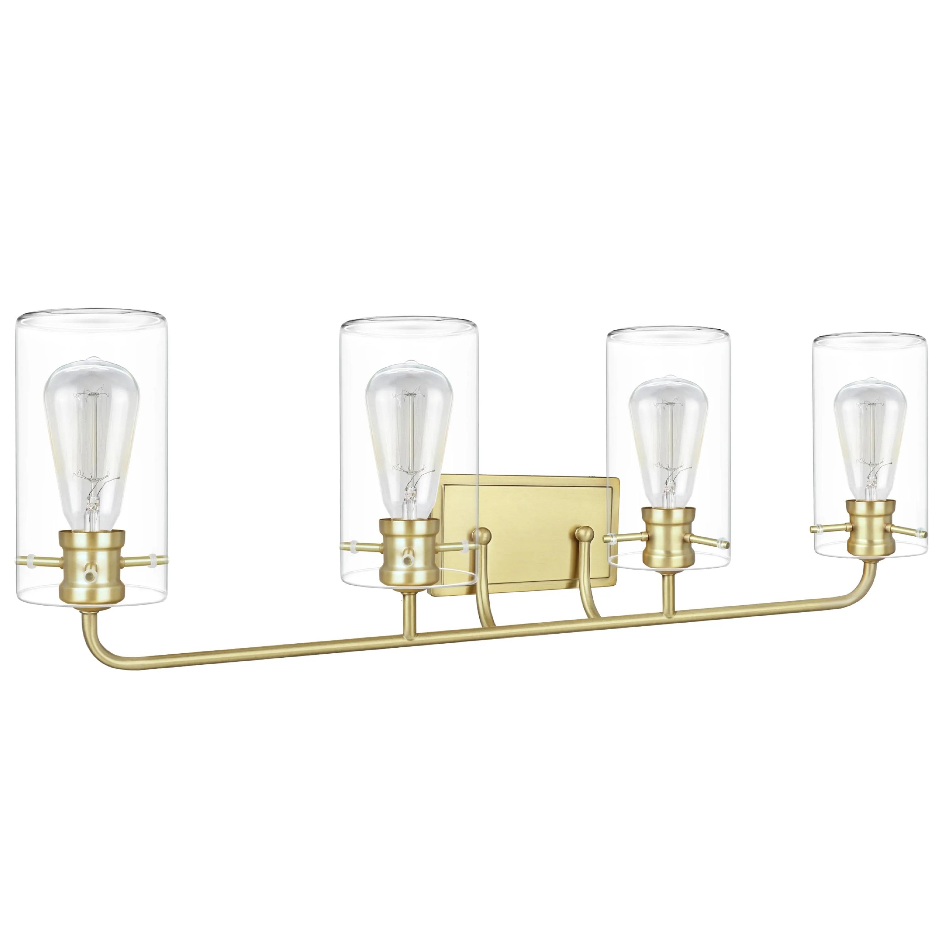 # 62237-2 Four-Light Metal Bathroom Vanity Wall Light Fixture, 33-5/8" Wide, Transitional Design in Antique Brass