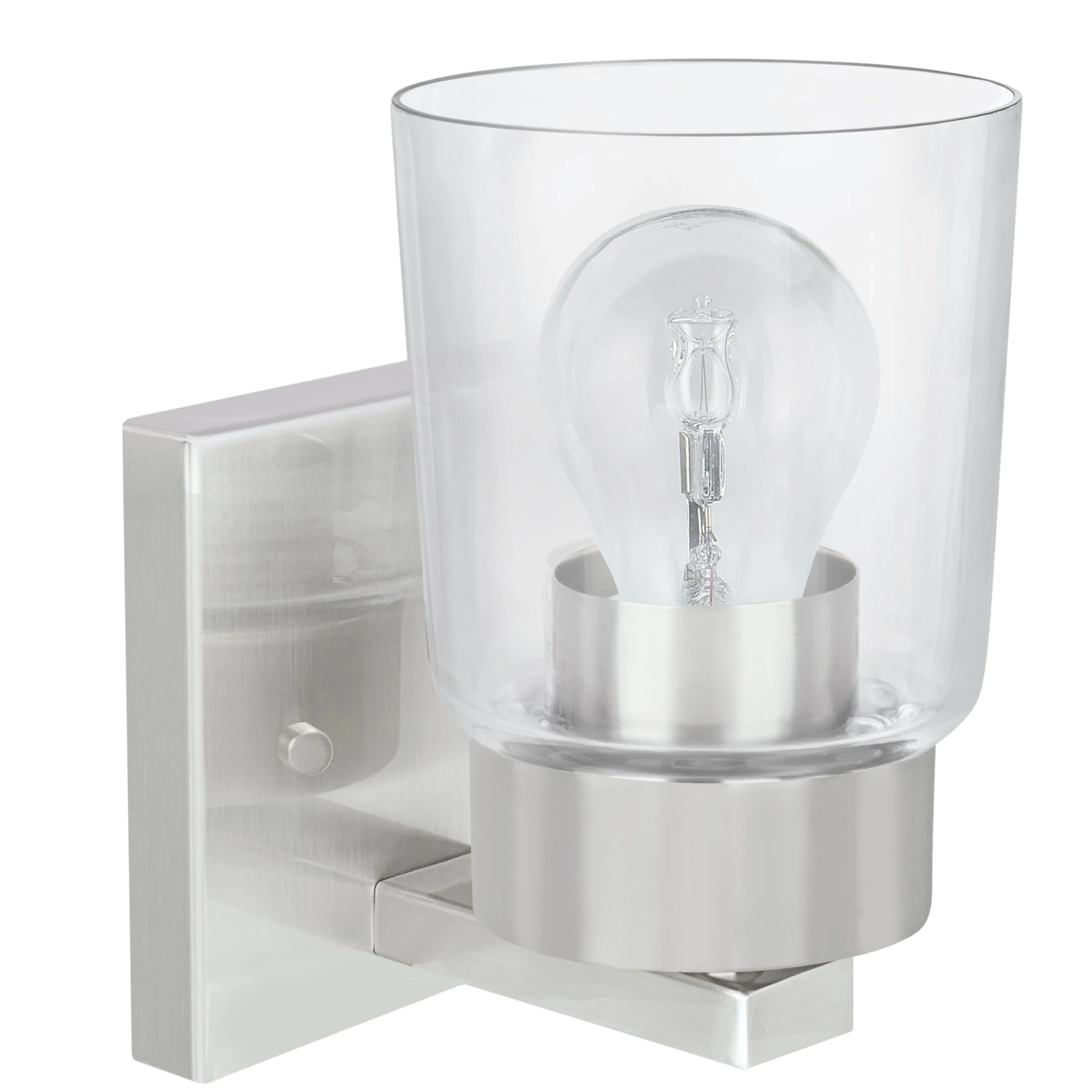 # 62242 One-Light Metal Bathroom Vanity Wall Light Fixture, 4-1/2" Wide, Transitional Design in Brushed Nickel