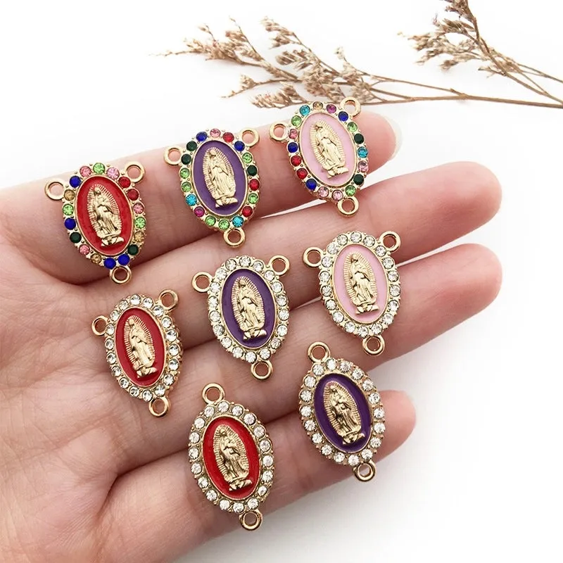 1 Virgin Small Pendant 16x 20mm Drip Oil Double Hole Bracelet Accessories Earrings Creative Diy Bracelet Necklace Pendant
