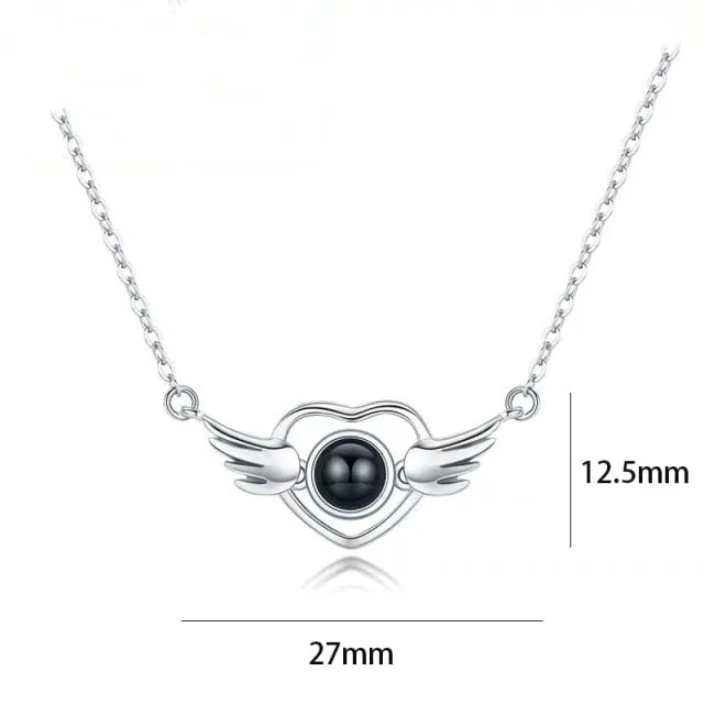 100 languages of love necklace Heart Pendant Wedding Romantic Memory Projection Necklace
