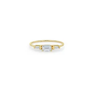 14k Emerald Cut & Tapered Baguette Diamond 3 Stone Ring