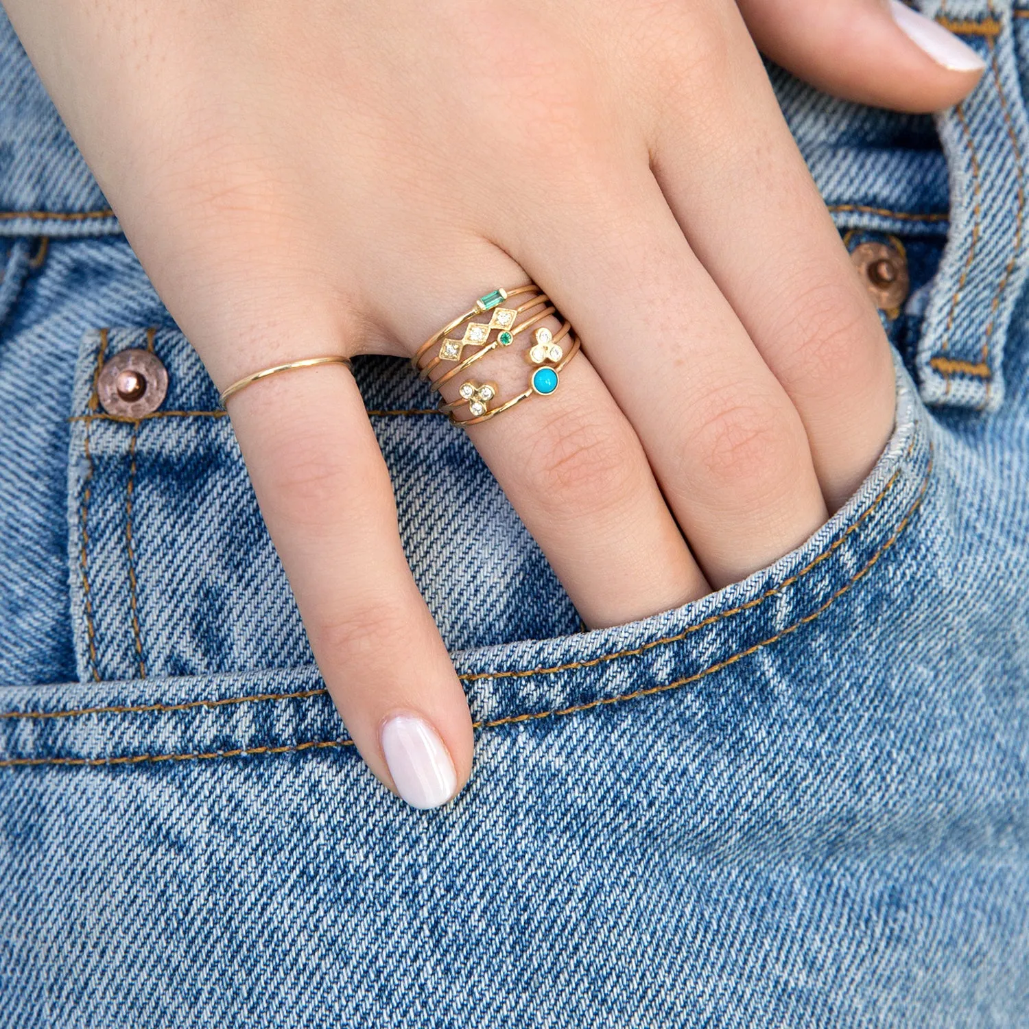 14k Horizontal Emerald Baguette Ring