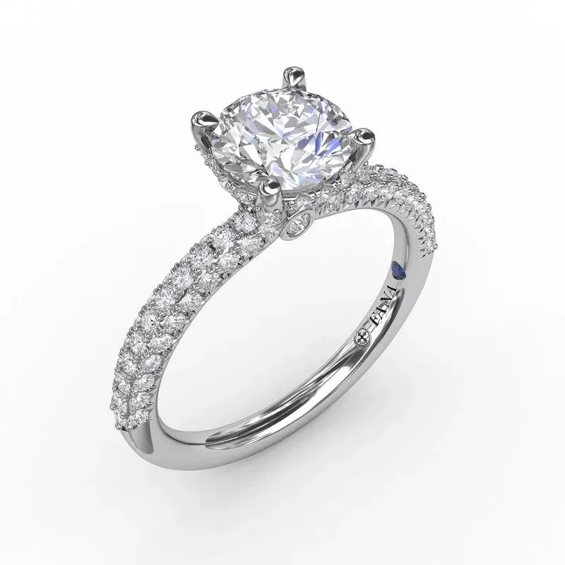 14K WHITE GOLD PAVE AND HIDDEN HALO ENGAGEMENT RING MOUNTING (SETTING ONLY)