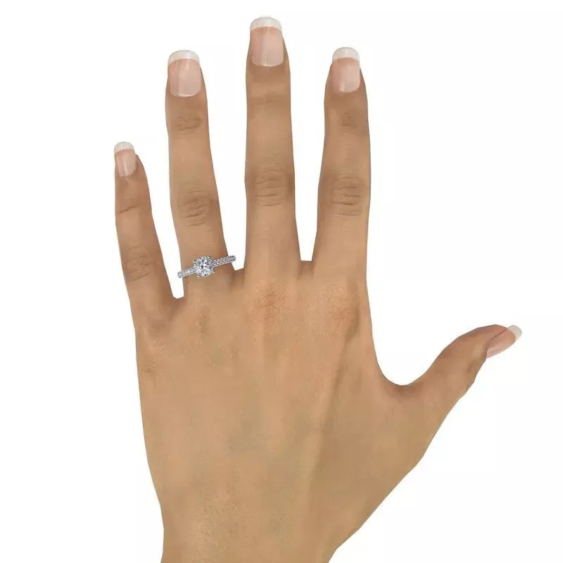 14K WHITE GOLD PAVE AND HIDDEN HALO ENGAGEMENT RING MOUNTING (SETTING ONLY)