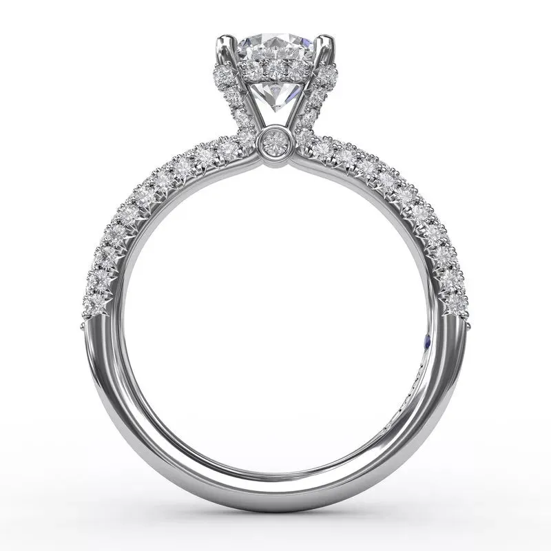 14K WHITE GOLD PAVE AND HIDDEN HALO ENGAGEMENT RING MOUNTING (SETTING ONLY)