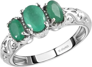 3 Birthstone Rings for Women in 925 Sterling Silver with Platinum Plated Daughters Mothers Ring - Gemstone Jewelry Birthday for Her Birthday Gifts