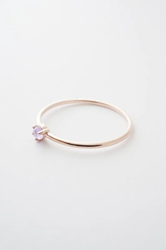 Amethyst Crystal Point Solitaire Ring