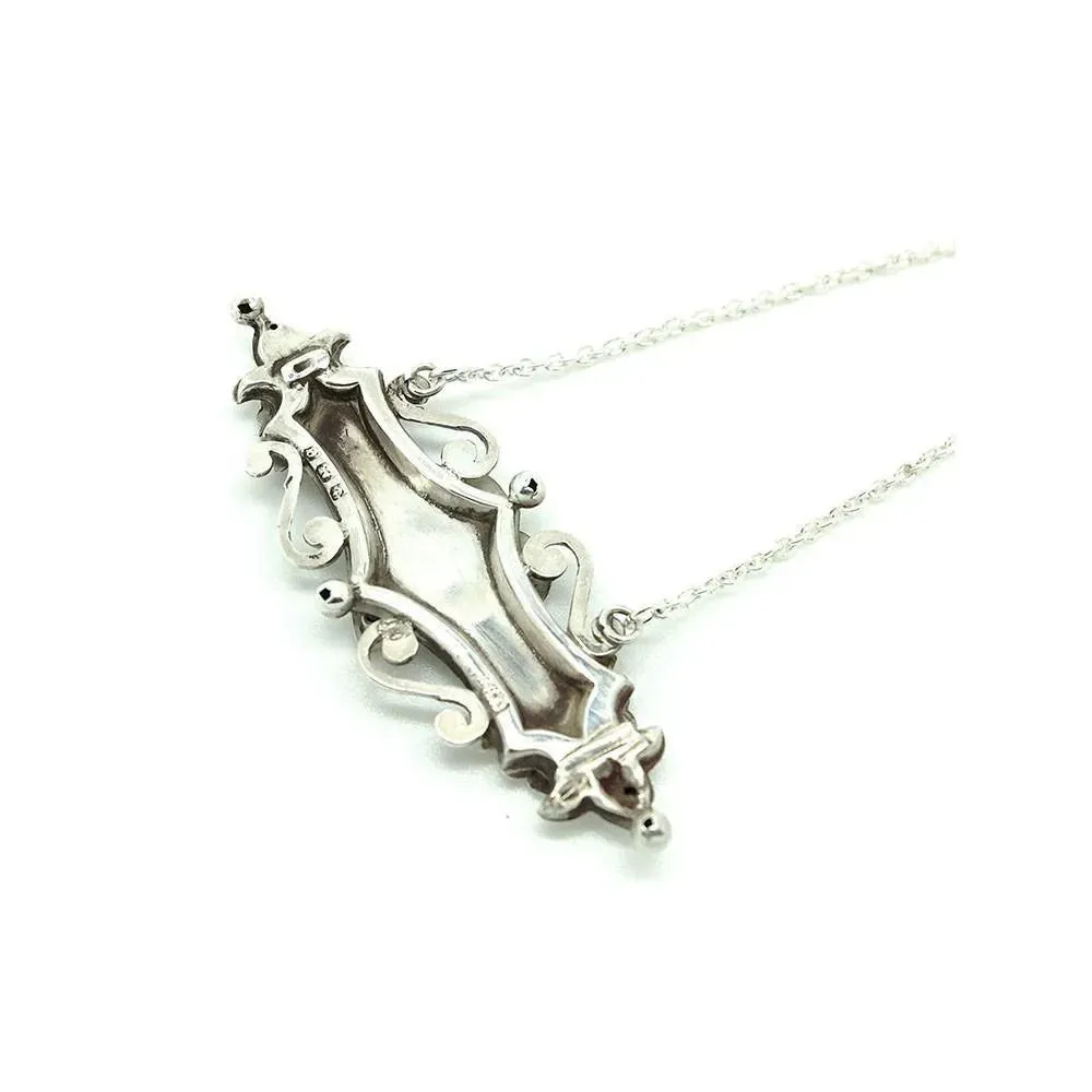 Antique Edwardian Sterling Silver Heart Conversion Necklace