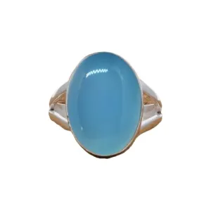 Blue Chalcedony Ring, Handmade Ring for Women 10x14 Oval Gemstone Boho Silver Jewelry for Gift, Mermaid Gift, Healing Crystal, Classic Elegance Ring, Fine Jewelry, Handmade Ring, Bridesmaids Gift