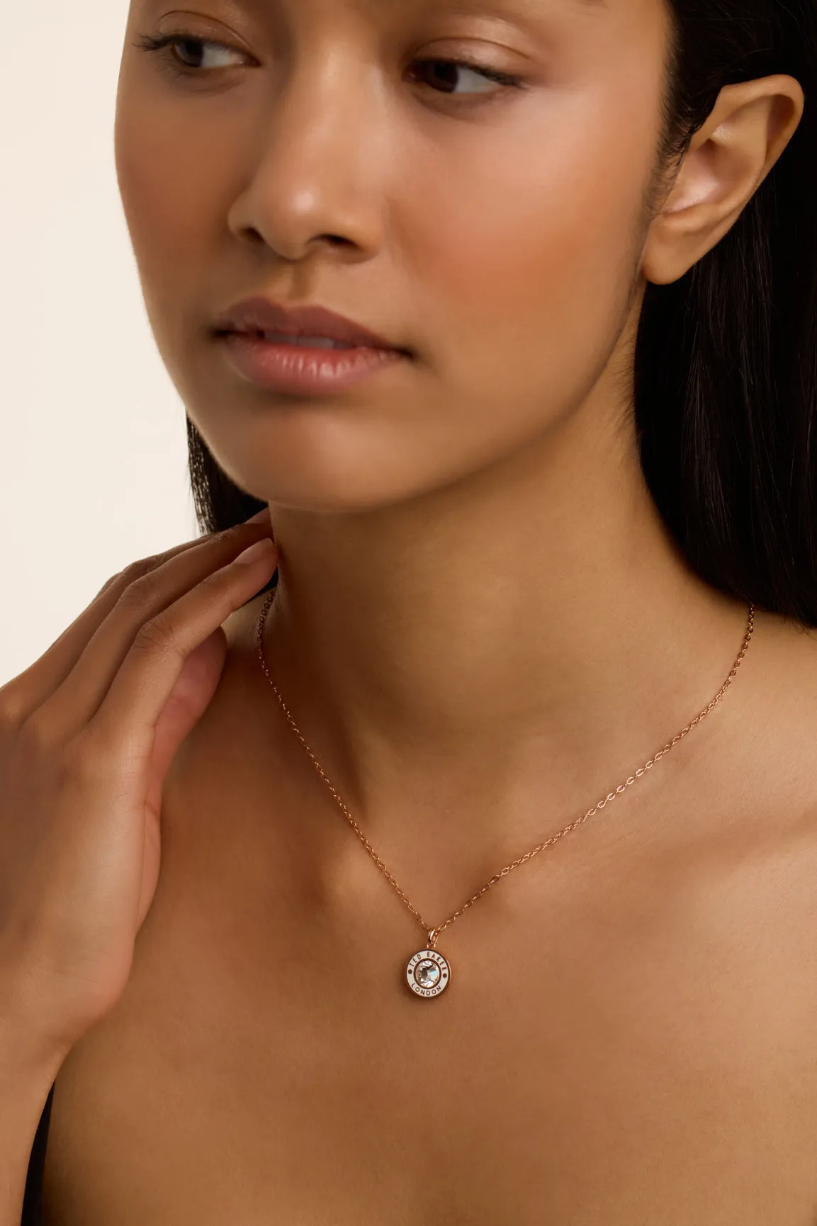 Cherlie Crystal Button Pendant Necklace Rosegd
