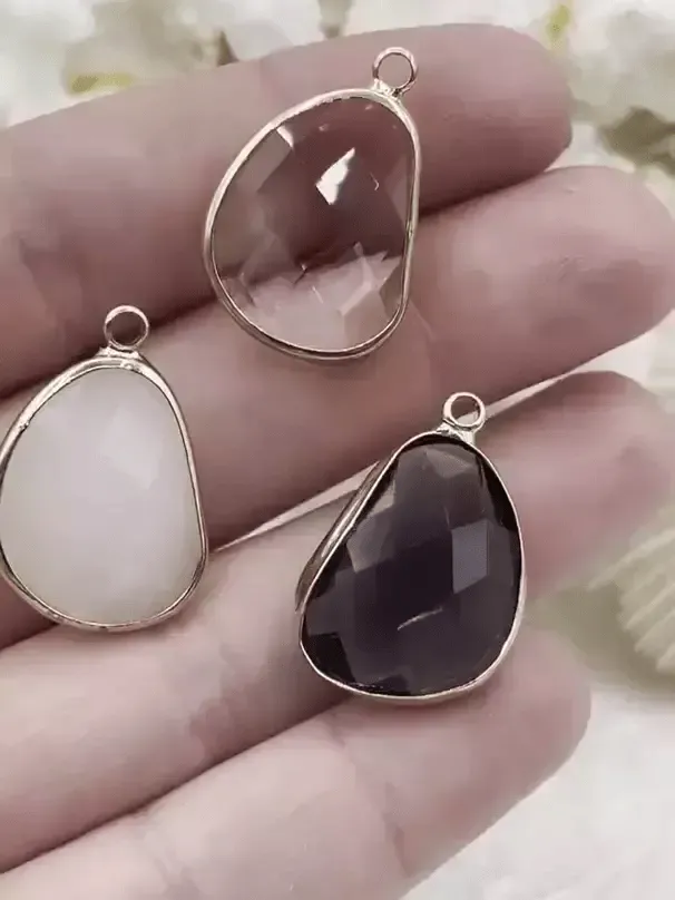 Crystal Gold Soldered Pendants and charms. Grey, Clear, and White connector , 3 Colors to choose from. Fast Shipping