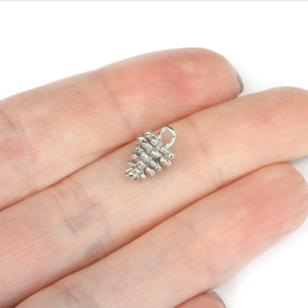 Fir Cone Antique Silver 12x8mm - Pack of 2