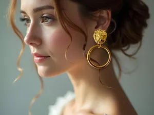 Gold Plated Pearl Hoop Earrings - Designer Handmade Geometric Unisex Jewelry