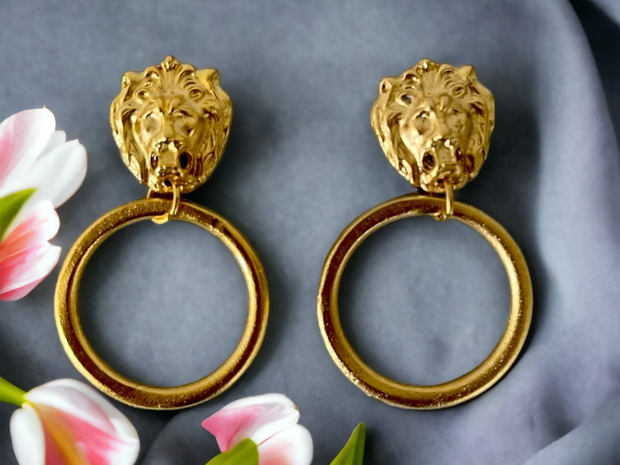 Gold Plated Pearl Hoop Earrings - Designer Handmade Geometric Unisex Jewelry