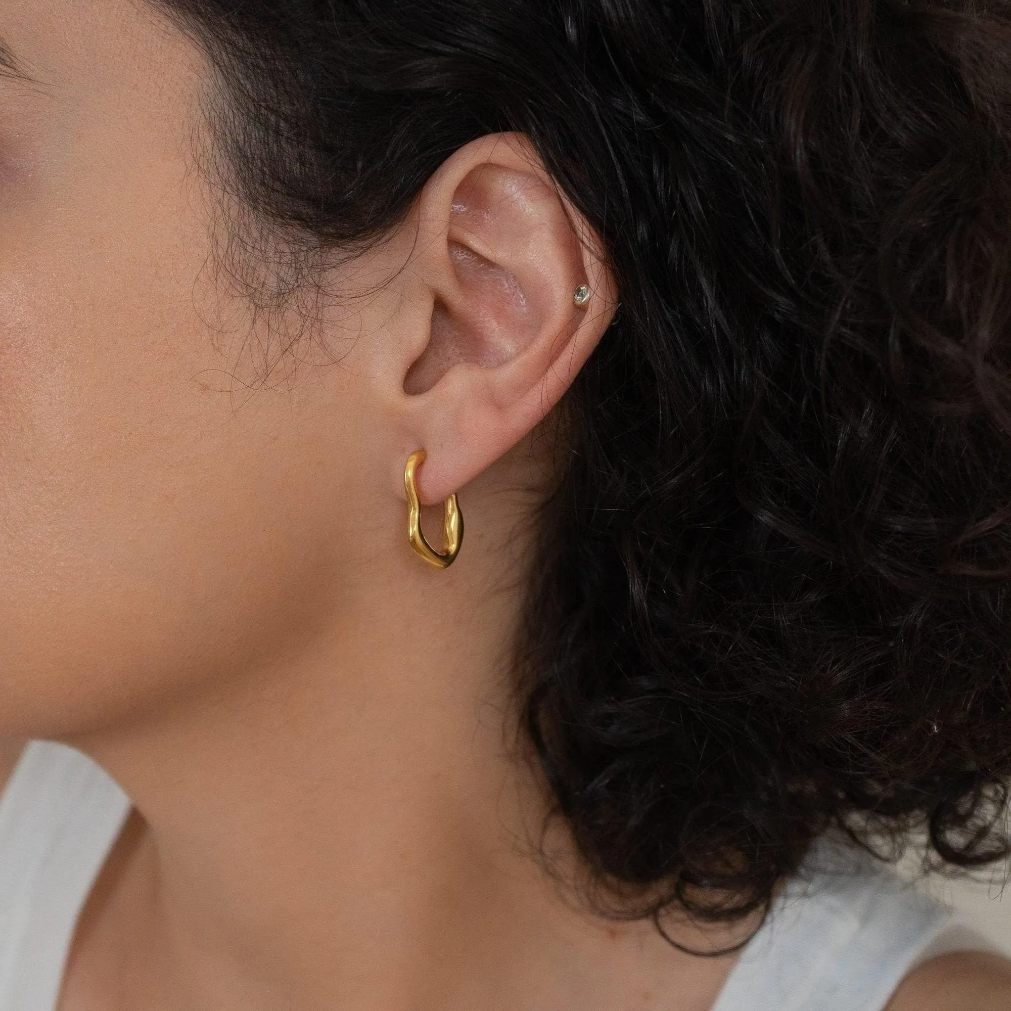 Gold Wave Hoops