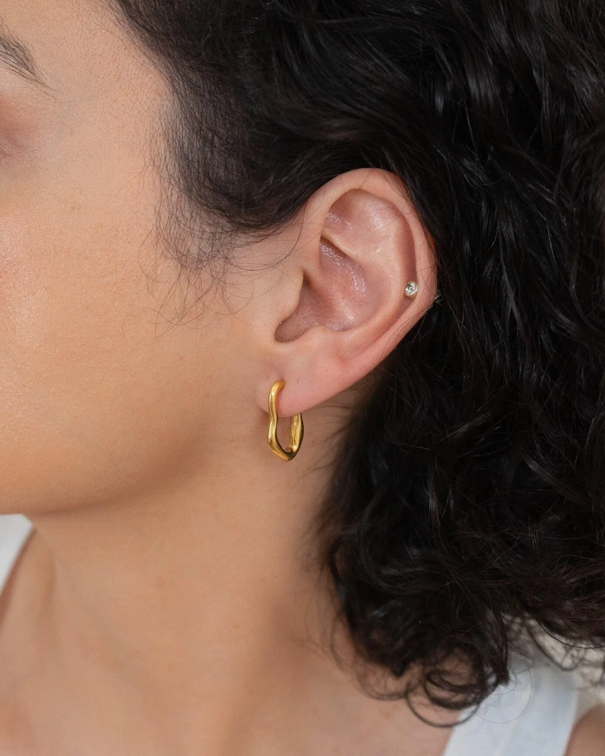 Gold Wave Hoops