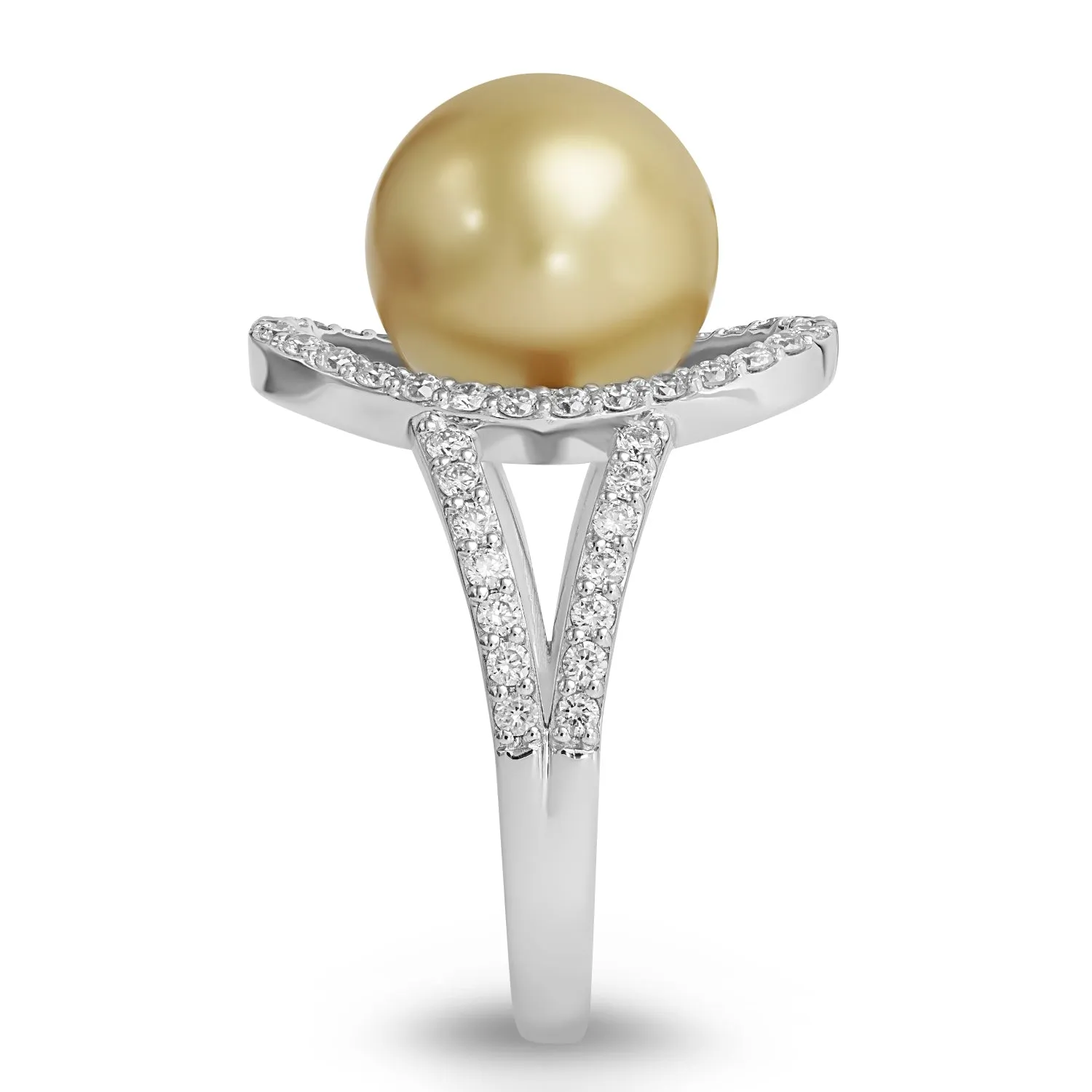 Haloed Golden Pearl Ring