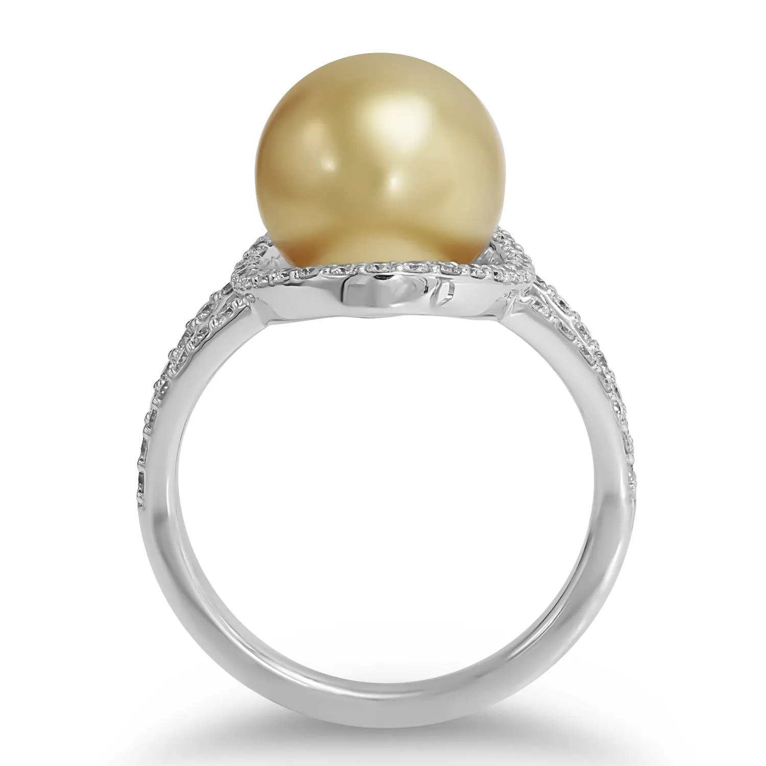 Haloed Golden Pearl Ring