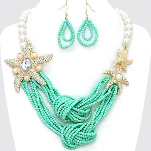 iLLASPARKZ Chunky Crystal Starfish Seed Bead Pearl Necklace