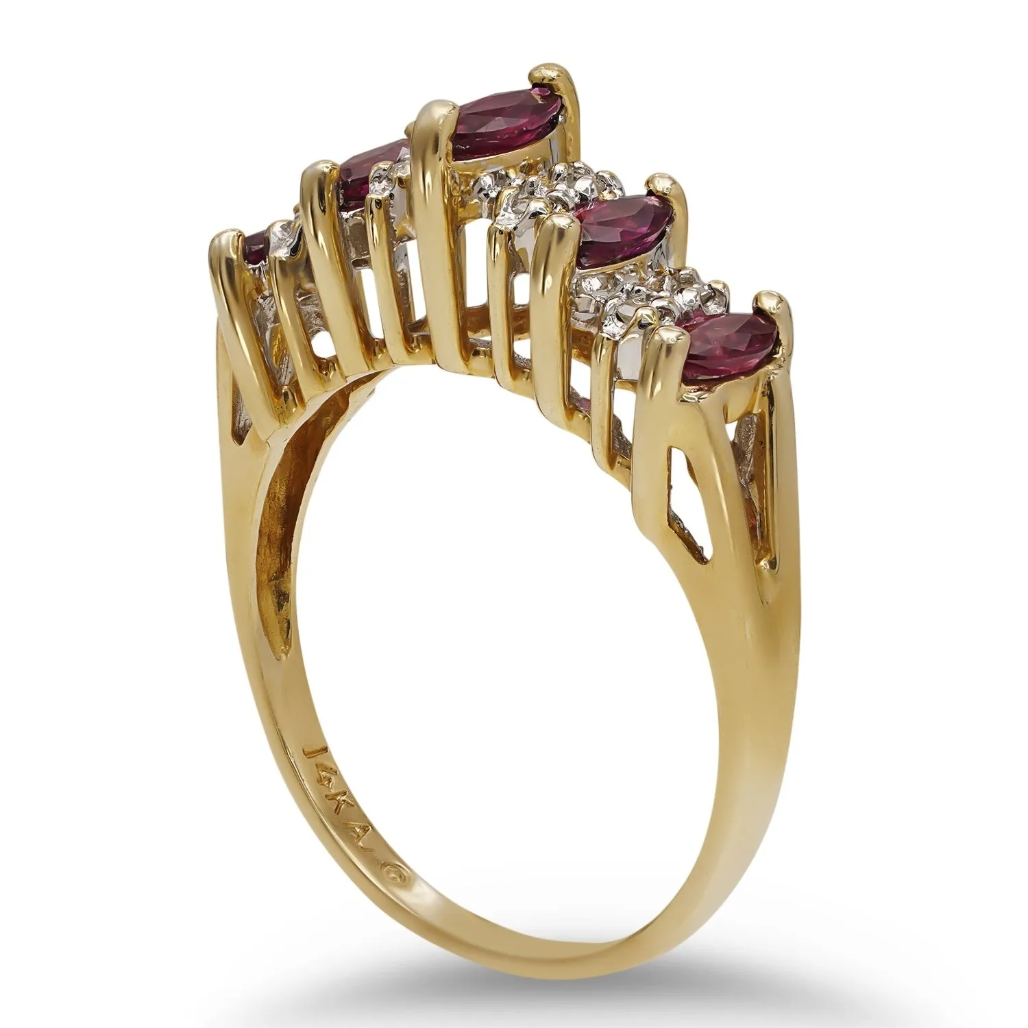 Marquise Red and White Diamond Ring