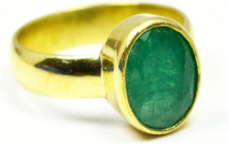 Natural Emerald Panchdhatu Ring for Women 7 Carat Oval Birthstone Size 5,6,7,8,9,10,11,12,13