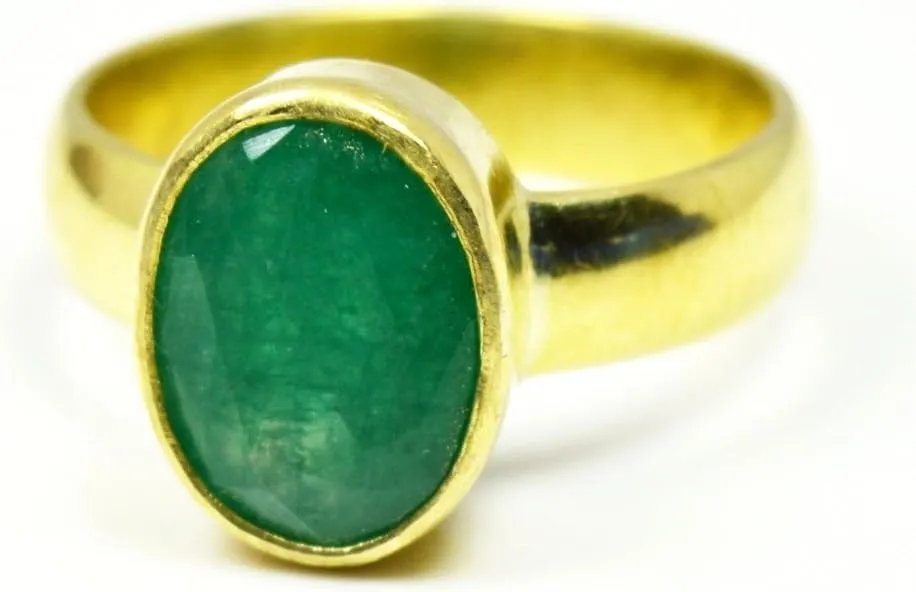 Natural Emerald Panchdhatu Ring for Women 7 Carat Oval Birthstone Size 5,6,7,8,9,10,11,12,13