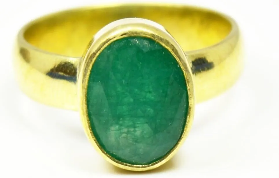 Natural Emerald Panchdhatu Ring for Women 7 Carat Oval Birthstone Size 5,6,7,8,9,10,11,12,13