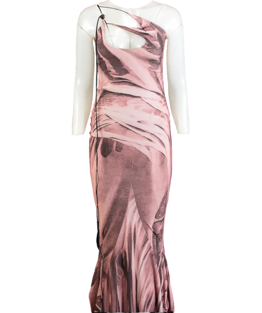 Pink Abstract Cut Out Slinky Maxi Dress UK XS/S