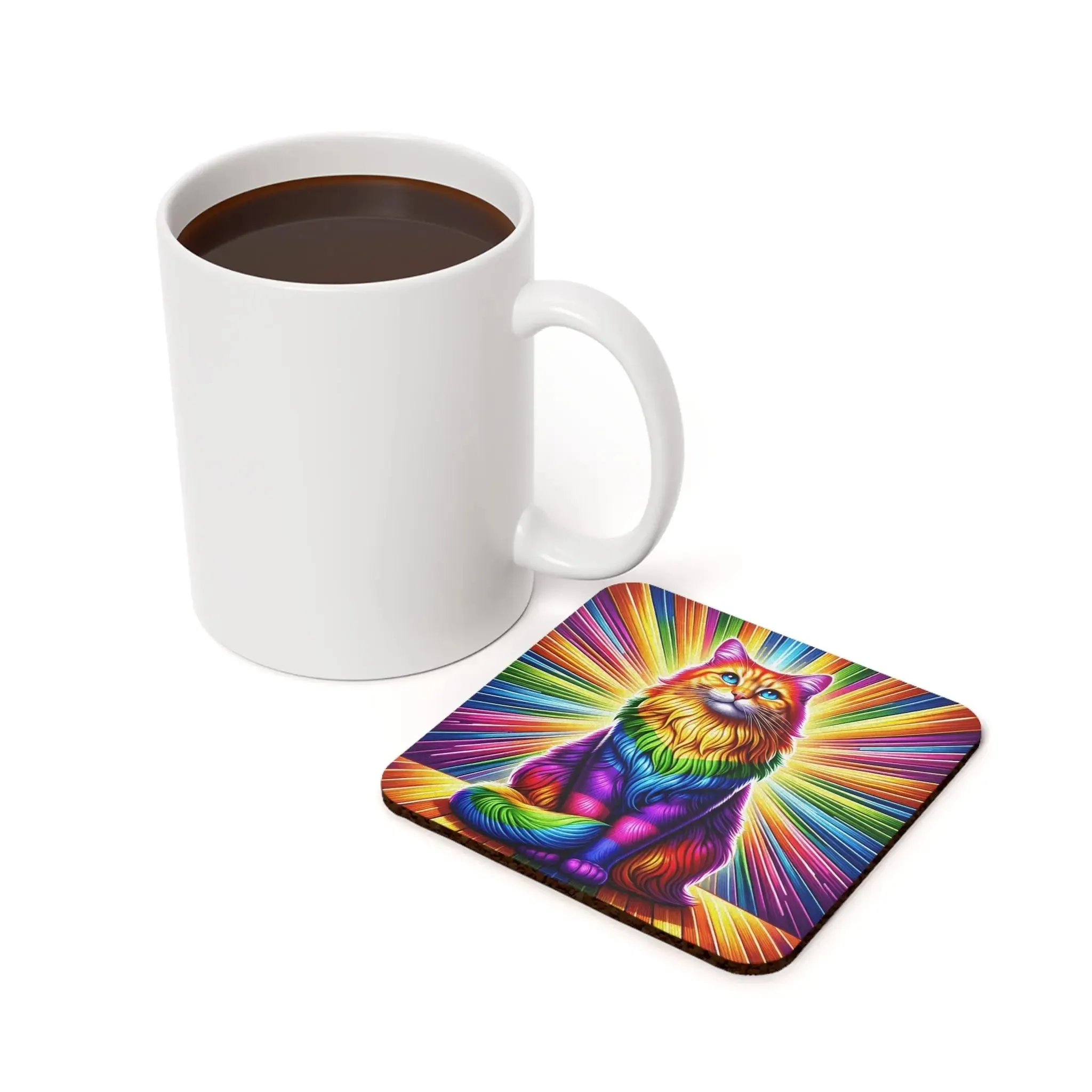 Rainbow Fluffy Cat Coaster