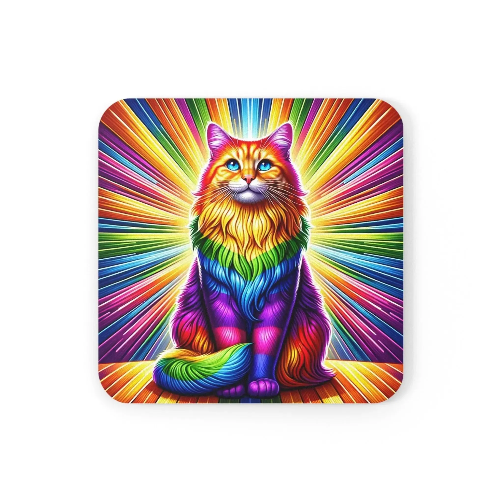 Rainbow Fluffy Cat Coaster