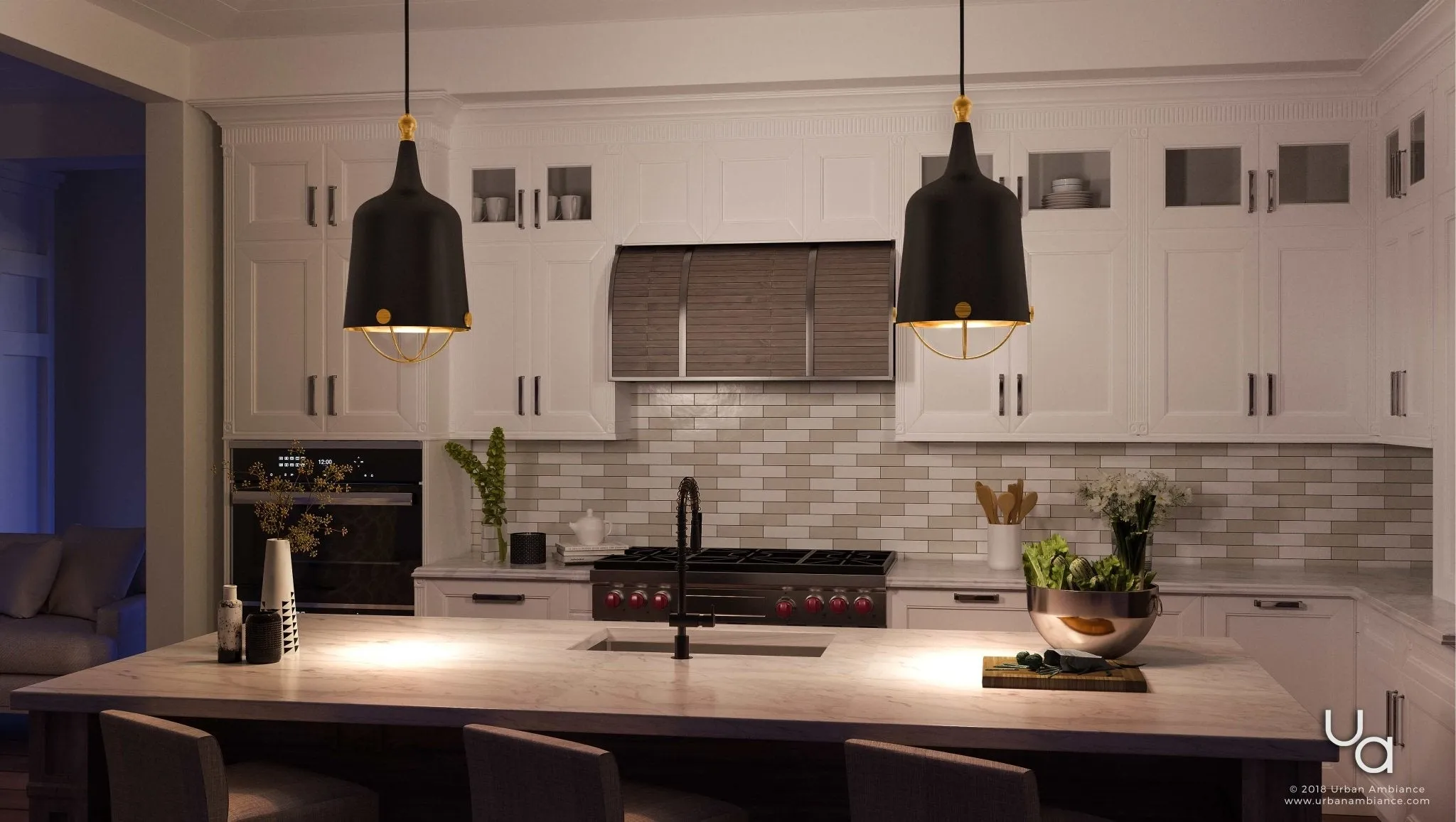 UHP2344 Americana Pendant, 25"H x 12-3/4"W, Midnight Black Finish, Cincinnati Collection