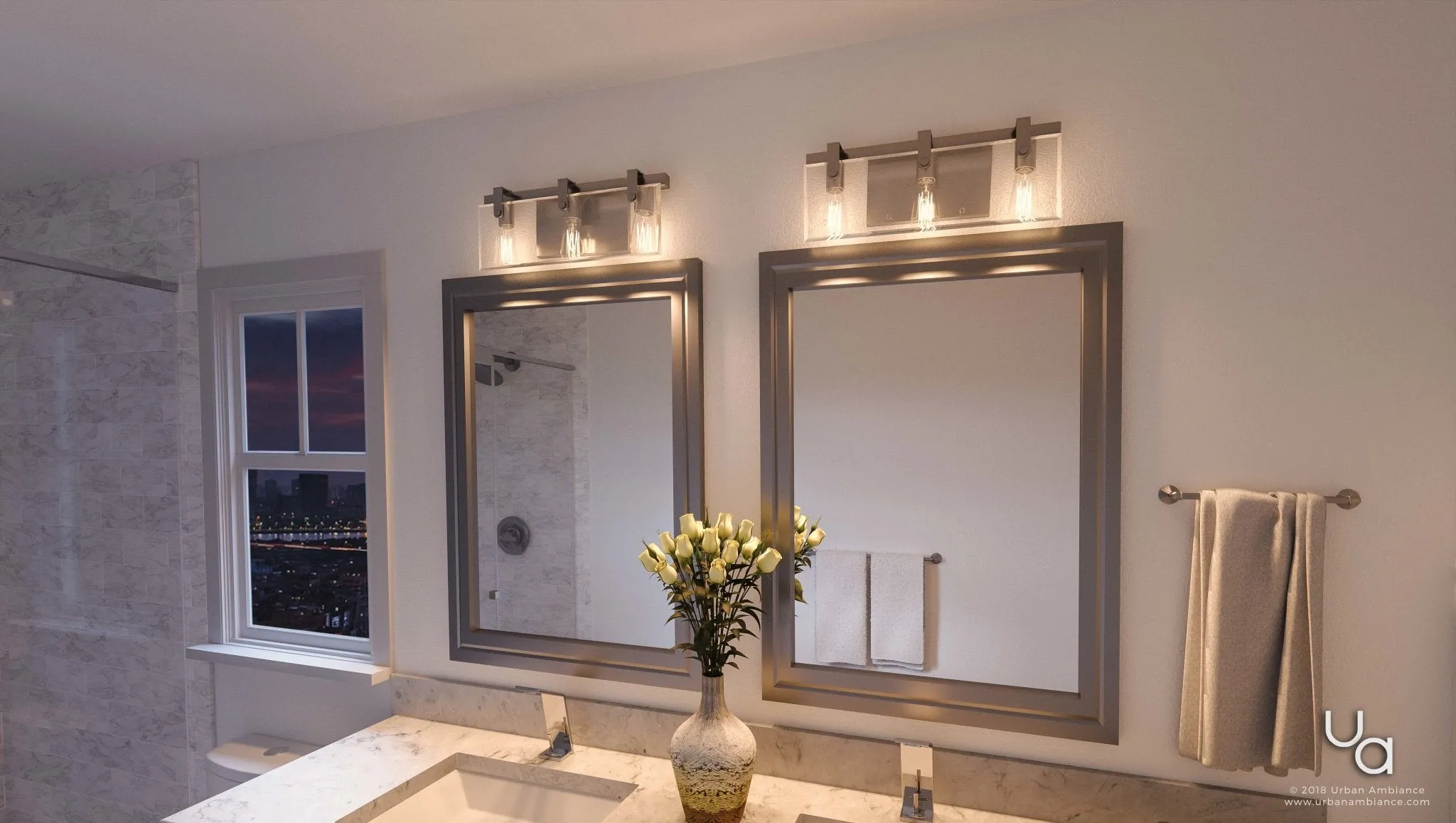 UHP2451 Modern Farmhouse Bath Fixture, 8-3/8"H x 22-3/4"W, Brushed Nickel Finish, Bristol Collection