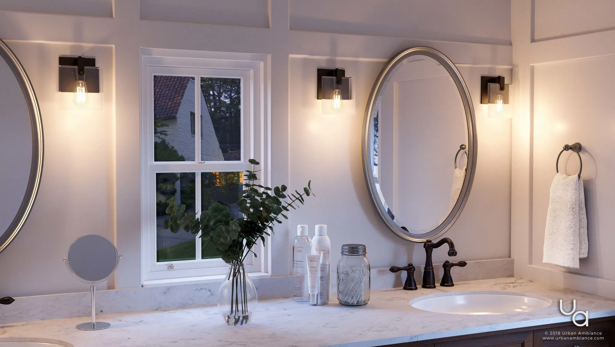 UHP2454 Modern Farmhouse Modern Bath / Wall Light, 8-3/8"H x 7"W, Olde Bronze Finish, Bristol Collection