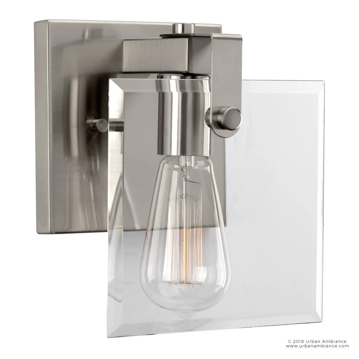 UHP2455 Modern Farmhouse Modern Bath / Wall Light, 8-3/8"H x 7"W, Brushed Nickel Finish, Bristol Collection