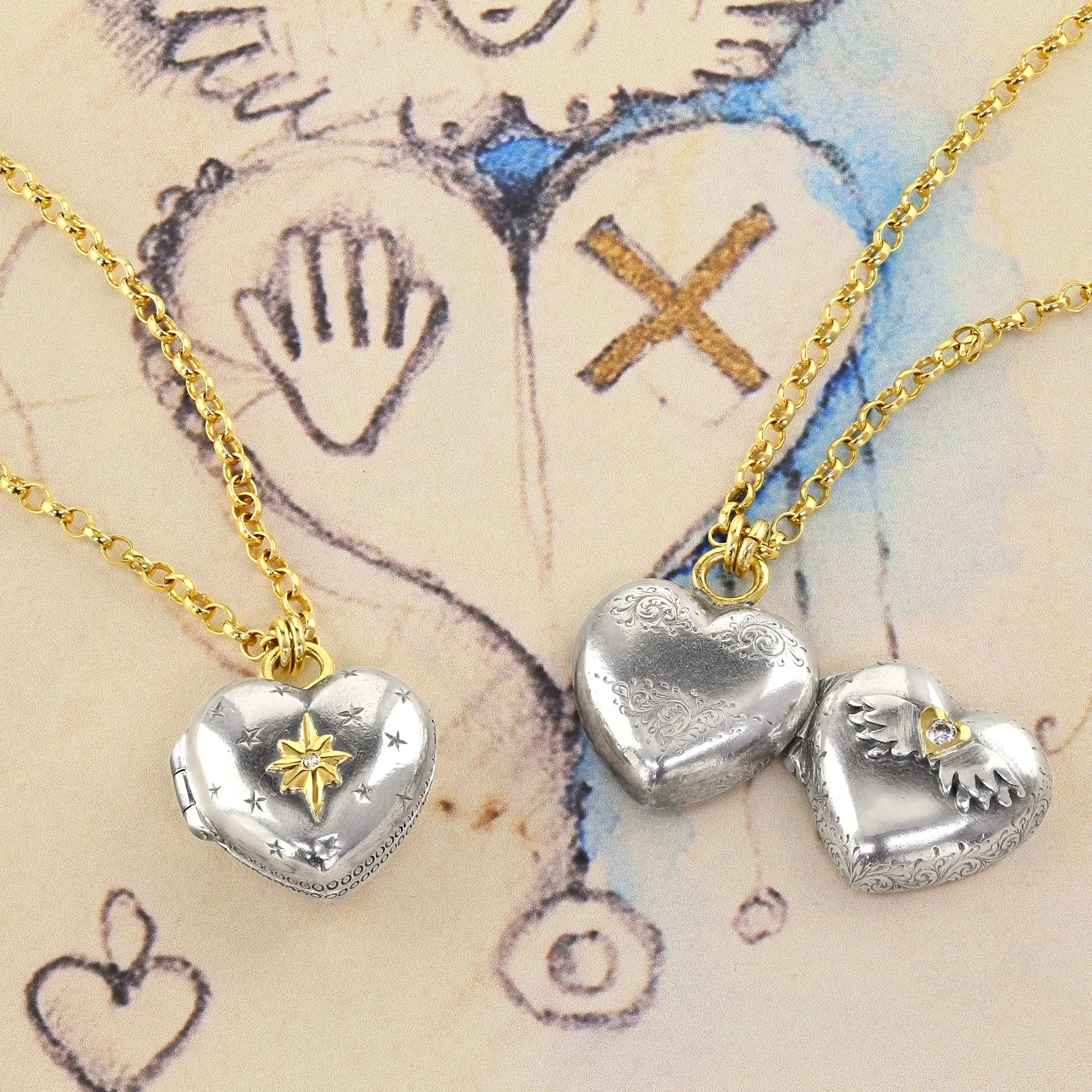 Winged Heart Diamond Love Locket